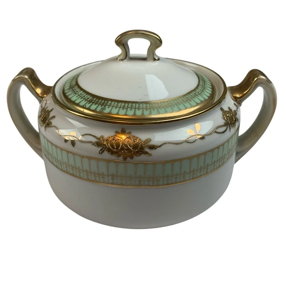 Nippon Hand Painted Moriage Sugar Bowl